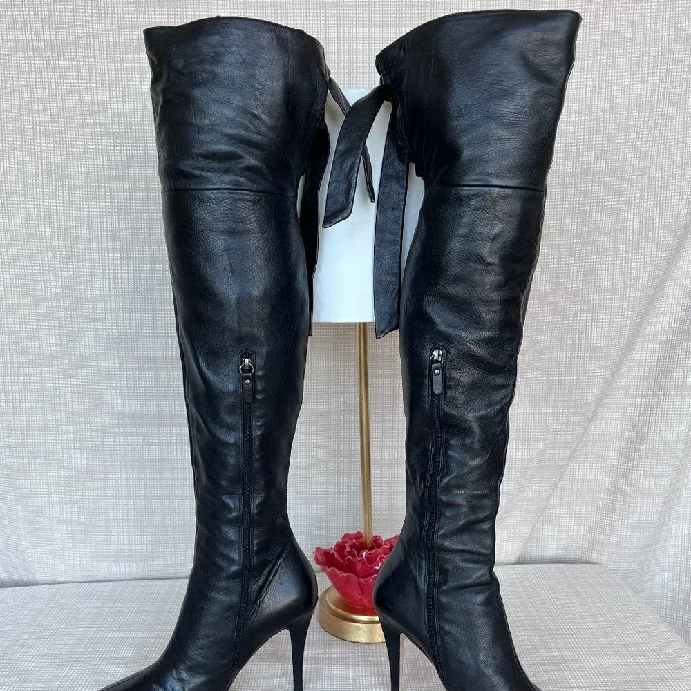 Via Spiga Leather Maddy Over the Knee 100% Leather Boots Soft Buccaneer OTK